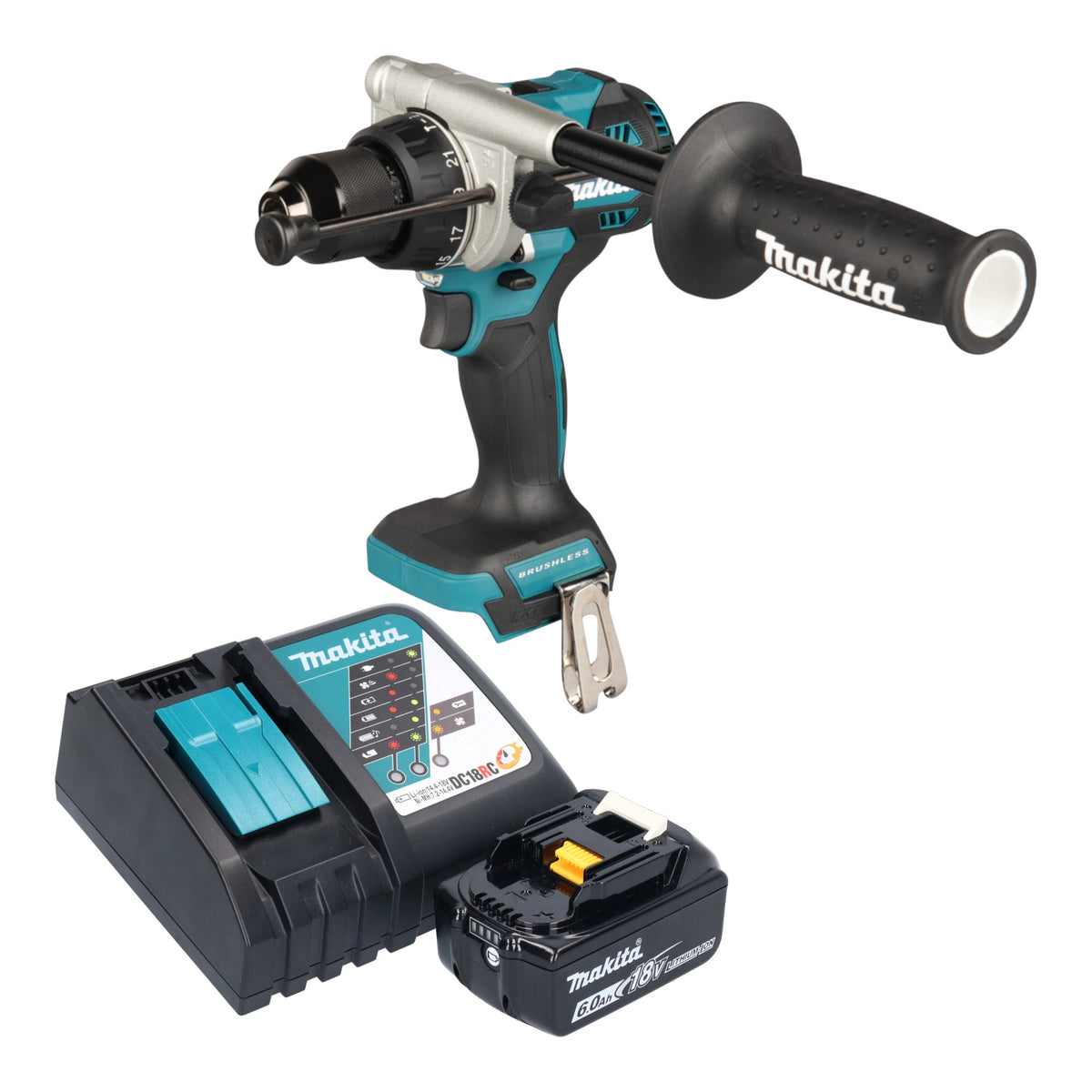 Makita DHP 492 RG1 Akku Schlagbohrschrauber 18 V 141 Nm Brushless + 1x Akku 6,0 Ah + Ladegerät