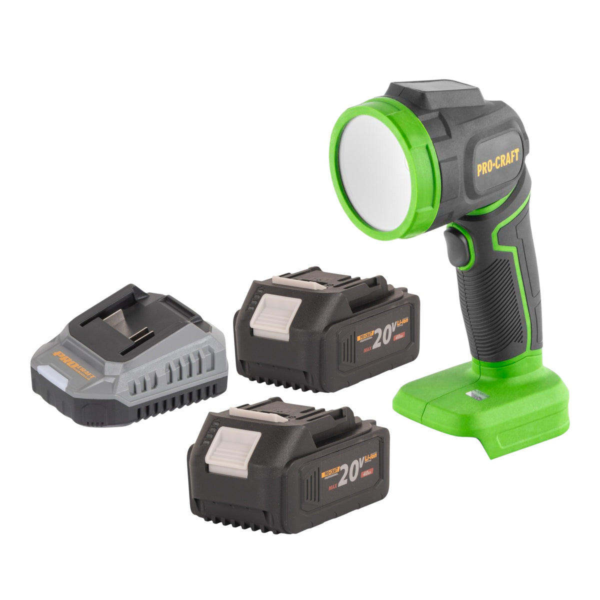 Procraft LL18bb Faretto LED a batteria 20 V 300 lm + 2x batteria 4,0 Ah + caricabatteria