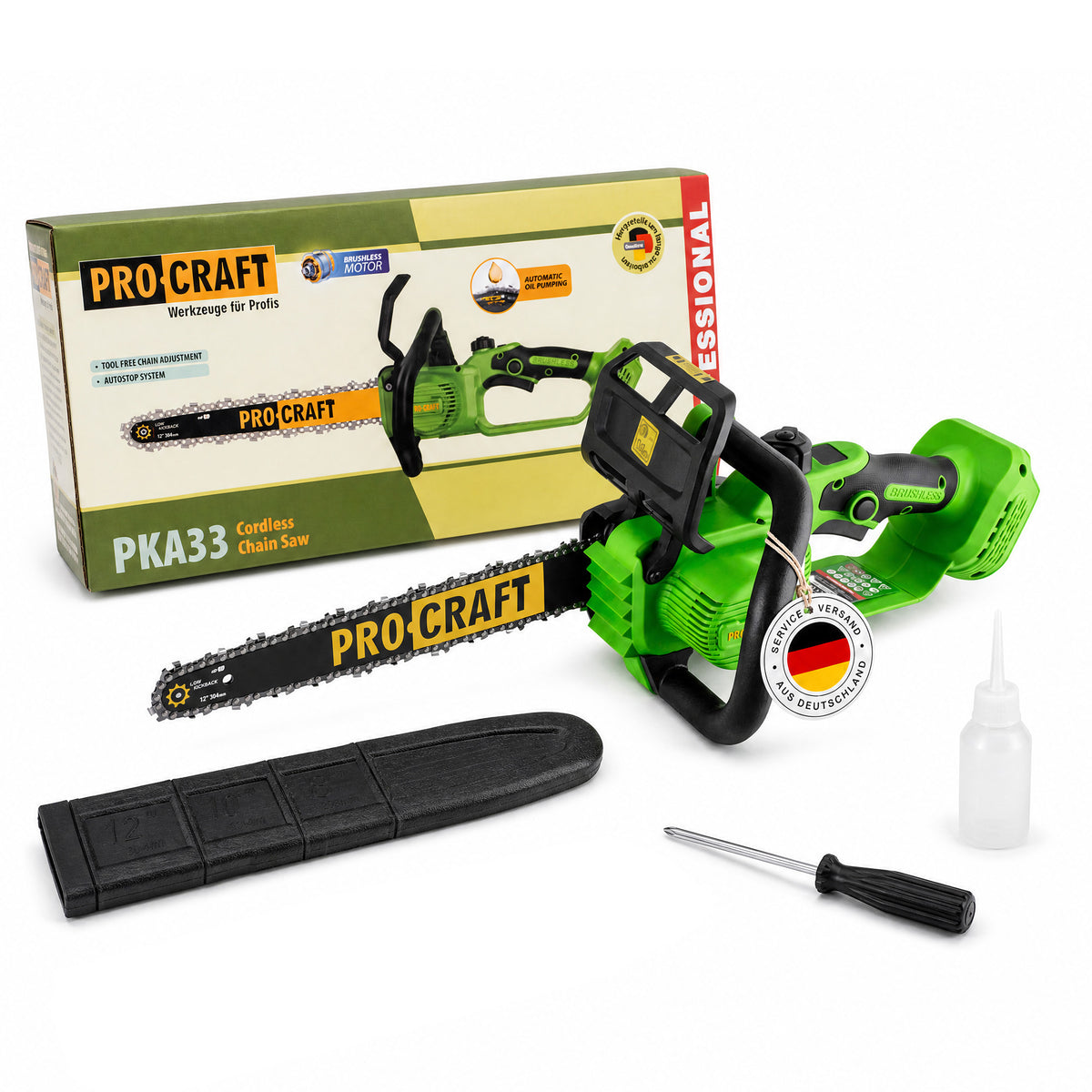 Procraft PKA33-BB Akku Kettensäge 20 V 304 mm Brushless Solo - ohne Akku, ohne Ladegerät