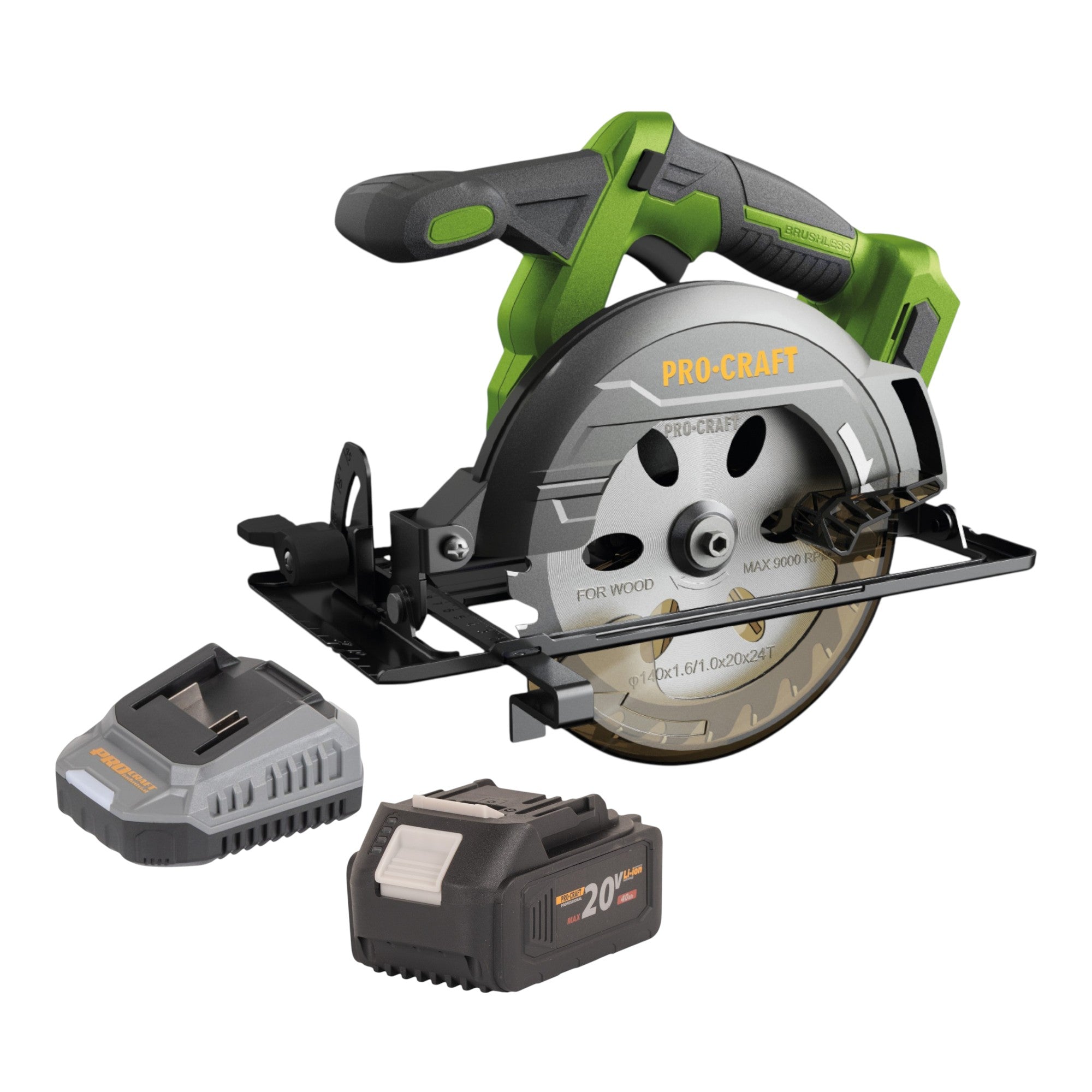 Procraft PCA32 BB Akku Handkreissaege 20 V 165 mm Brushless 1x Akku 4 0 Ah Ladegeraet 0 - toolbrothers
