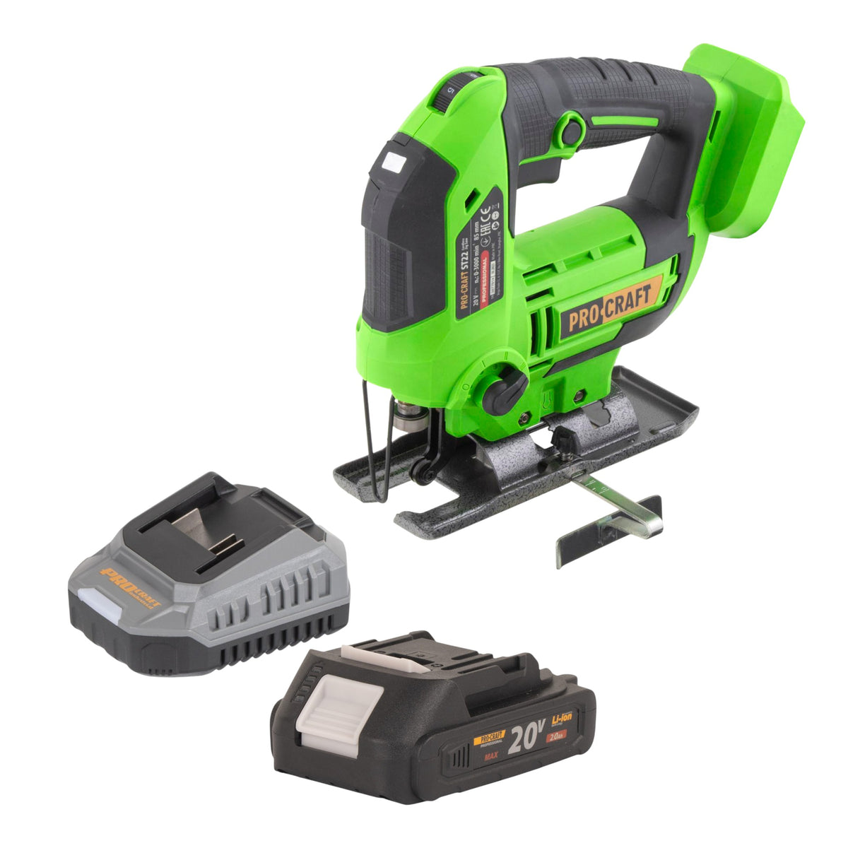Procraft ST22 Scie sauteuse sans fil 20 V 80 mm Brushless + 1x batterie 2,0 Ah + chargeur
