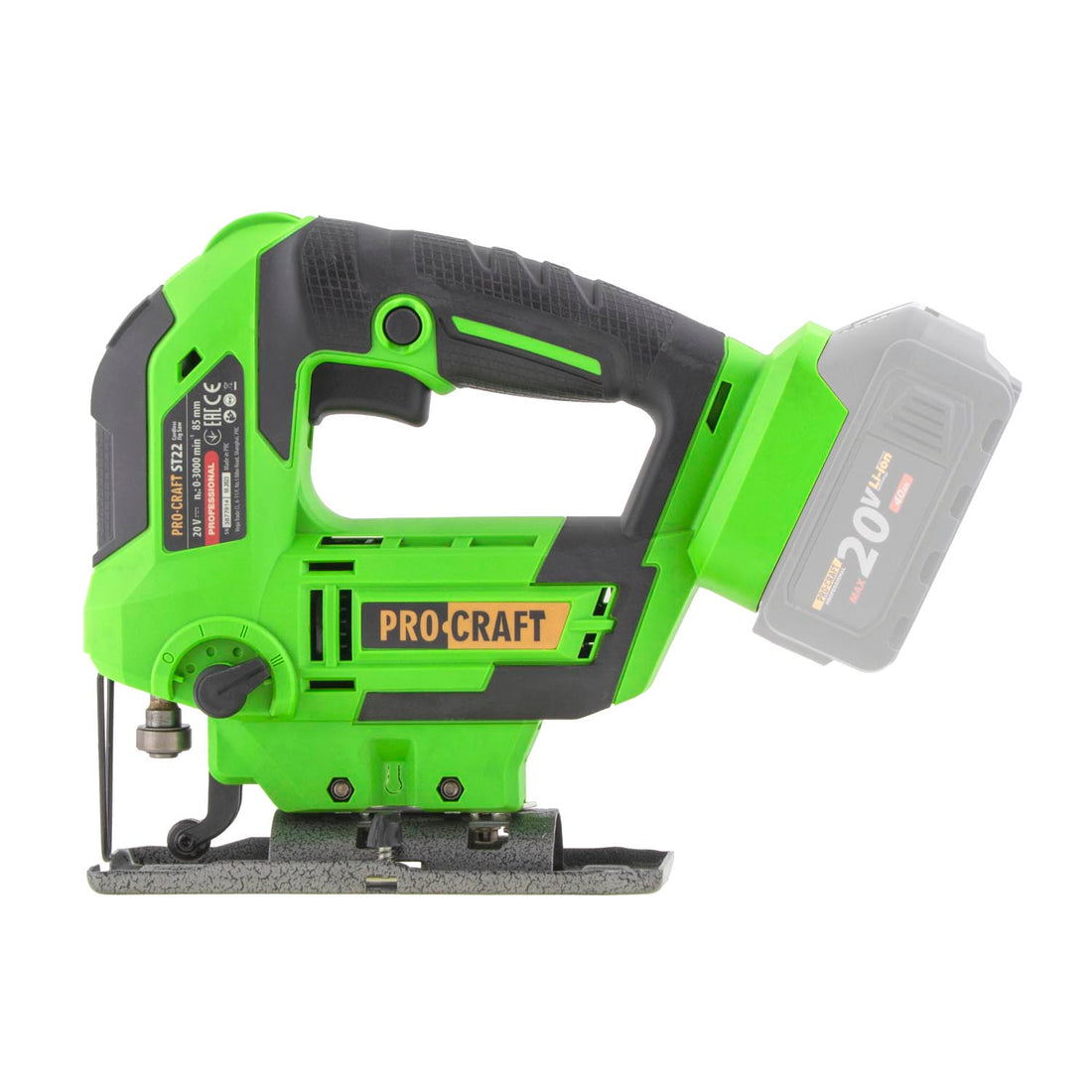 Procraft ST22 Scie sauteuse sans fil 20 V 80 mm Brushless + 2x batterie 2,0 Ah + chargeur