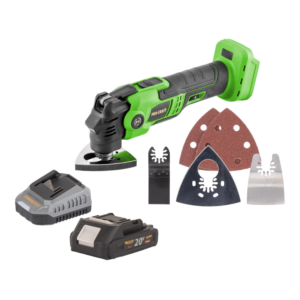 Procraft PMT22bb Outil multifonctionnel sans fil 20 V Brushless + 1x batterie 2,0 Ah + chargeur