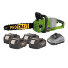 Procraft PCA42 2 Akku Kettensaege 40 V 2x 20 V 406 mm Brushless 4x Akku 4 0 Ah Ladegeraet 0 - toolbrothers