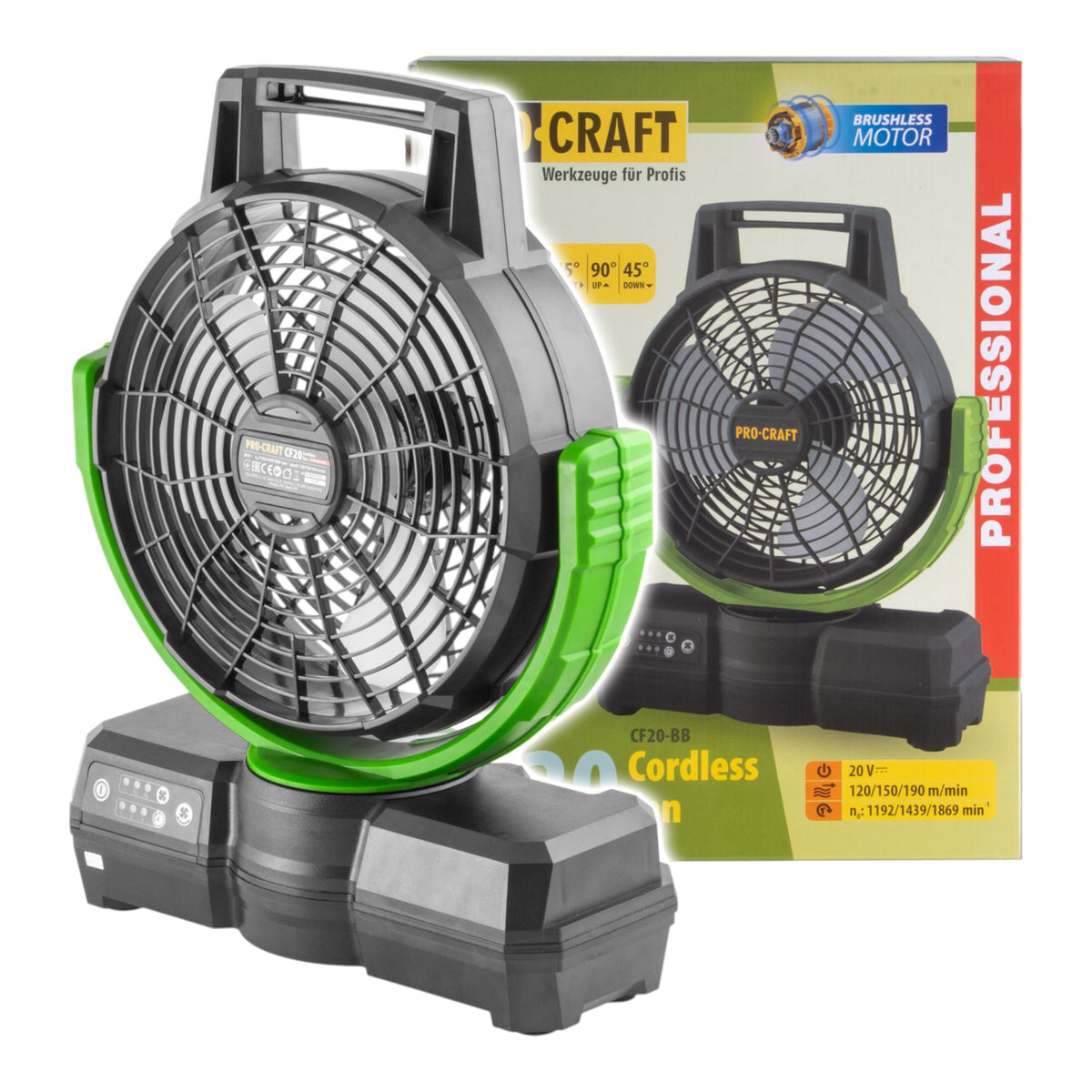 Procraft CF20bb Akku Ventilator 20 V 235 mm Solo - ohne Akku, ohne Ladegerät