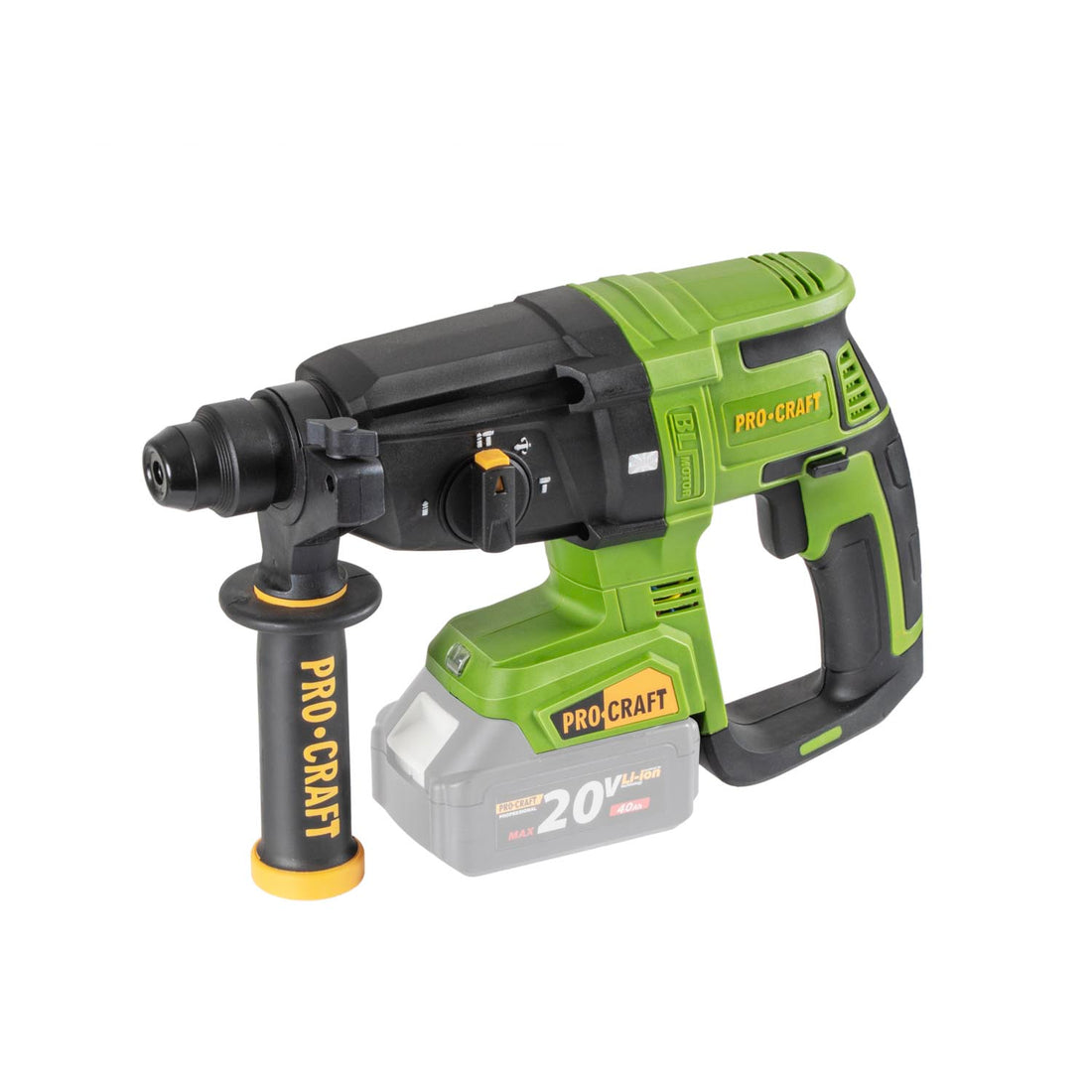 Procraft PHA40bb-c Akku Bohrhammer 20 V 2,6 J SDS plus Brushless + 1x Akku 4,0 Ah + Ladegerät + Koffer