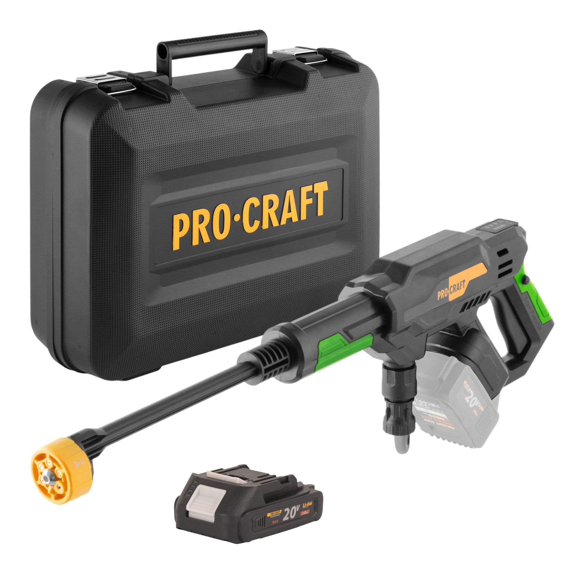 Procraft CW20bb Akku Hochdruckreiniger 20 V 30 bar 180 l h Brushless 1x Akku 2 0 Ah Koffer ohne Ladegeraet 0 - toolbrothers