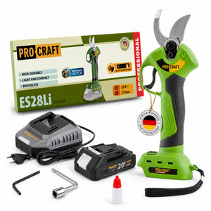 Procraft ES28Li bb Akku Astschere Gartenschere 20 V 25 mm + 1x Akku 2,0 Ah + Ladegerät