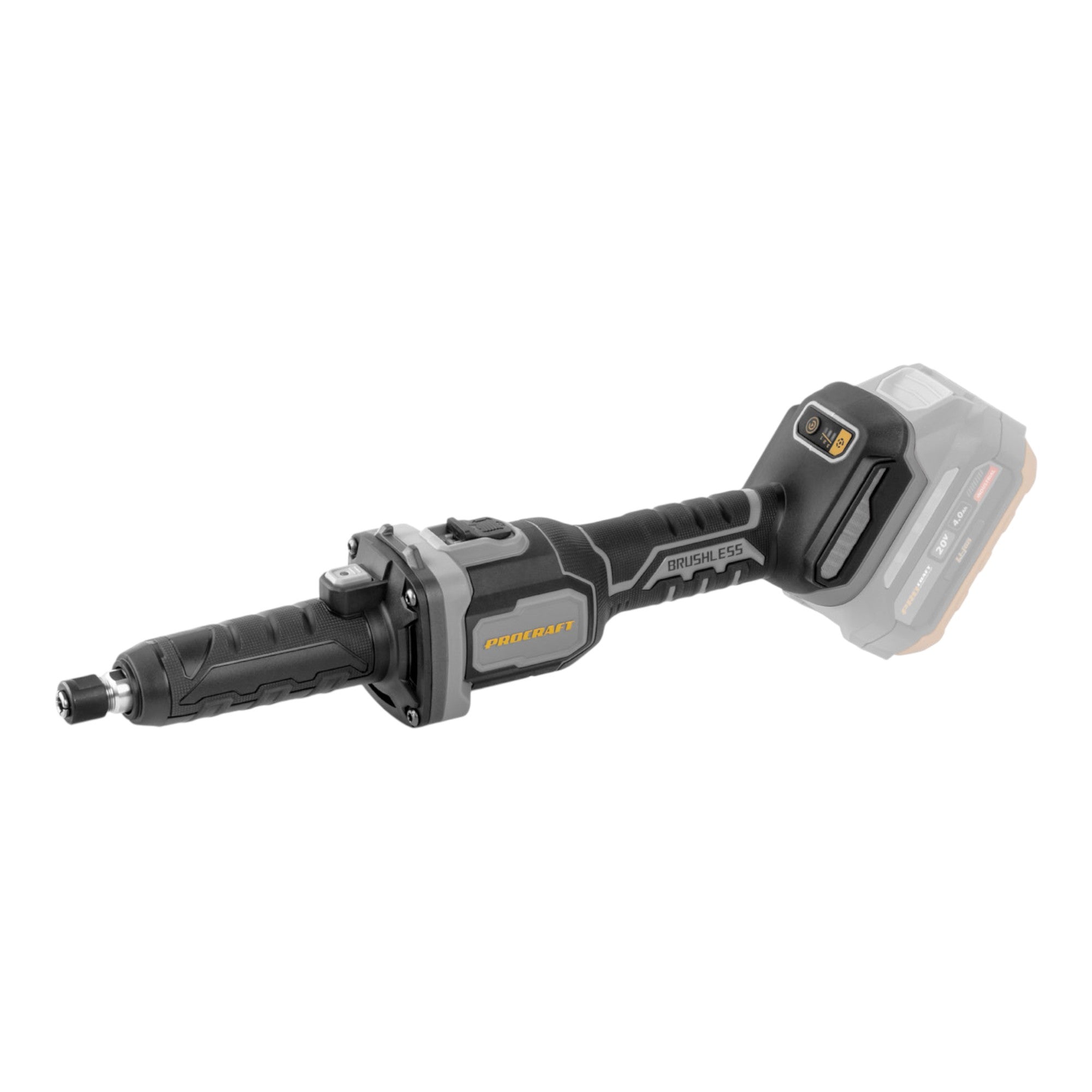 Procraft Industrial DG20A BB Akku Geradschleifer 20 V 6 mm Brushless 2x Akku 2 0 Ah Ladegeraet 1 - toolbrothers