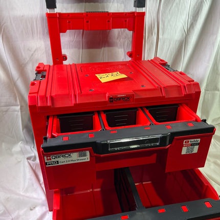 Qbrick System PRO Cart 2 0 Plus Drawer 2 Red Ultra HD Custom mobile Box auf Raedern 520 x 415 x 660 mm 9 5 l 12 l abnehmbarer Doppelteleskopgriff Beschaedigt 1 - toolbrothers