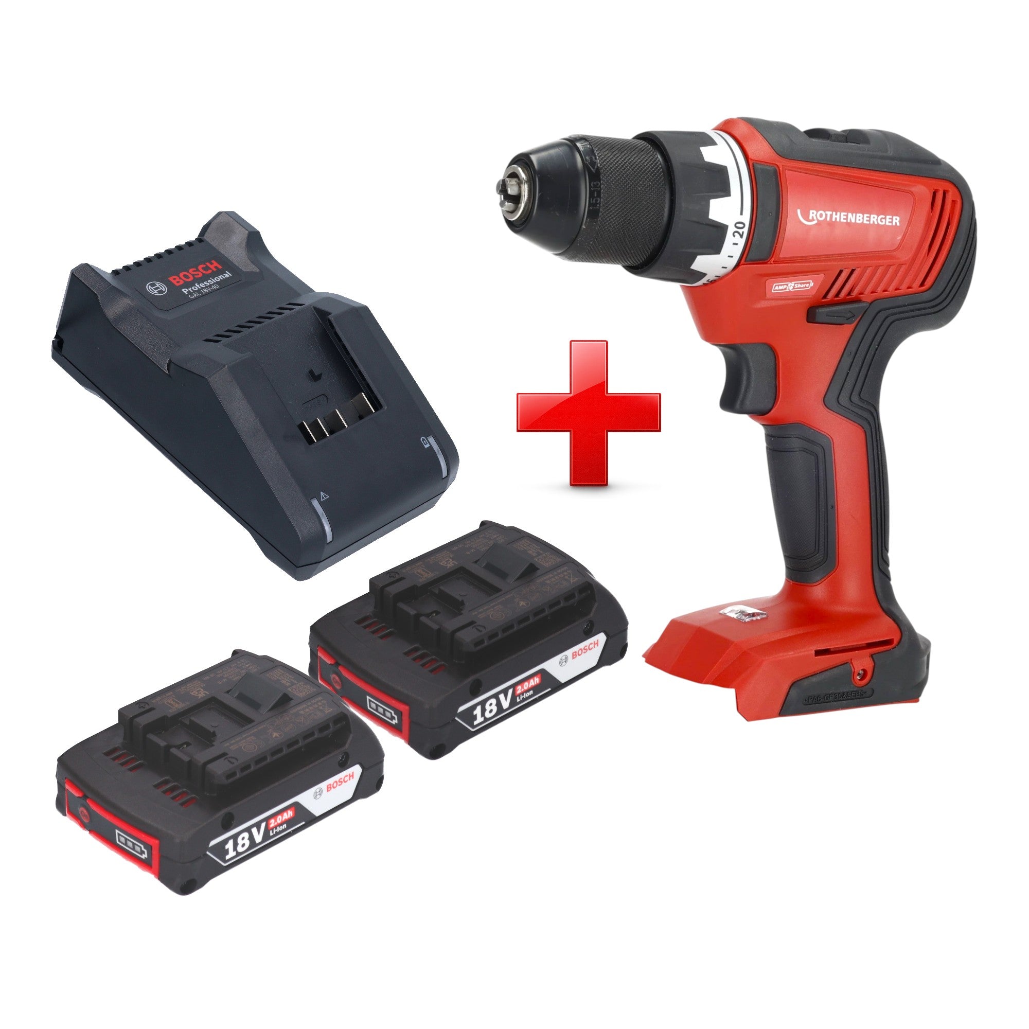 Rothenberger RO DD55 Akku Bohrschrauber 18 V 55 Nm Brushless AMPShare 2x Akku 2 0 Ah Ladegeraet 0 - toolbrothers