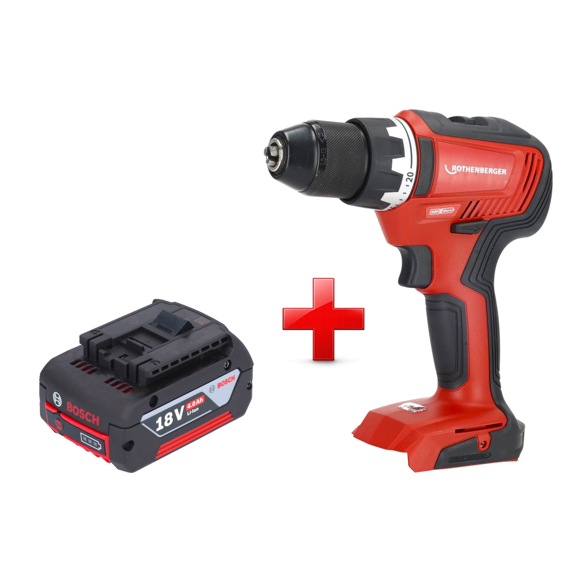 Rothenberger RO DD55 Akku Bohrschrauber 18 V 55 Nm Brushless AMPShare 1x Akku 4 0 Ah ohne Ladegeraet 0 - toolbrothers