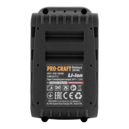 Procraft 20 8C Akku 20 V 8 0 Ah 8000 mAh Li ion mit Ladestandsanzeige 3 - toolbrothers