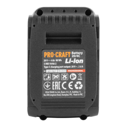 Procraft 20 4C Akku 20 V 4 0 Ah 4000 mAh Li ion mit Ladestandsanzeige 3 - toolbrothers