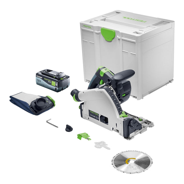 Festool TSC 55 KSEB Basic Akku Tauchsaege 18 V 160 mm Brushless 1x Akku 8 0 Ah Systainer ohne Ladegeraet 0 - toolbrothers