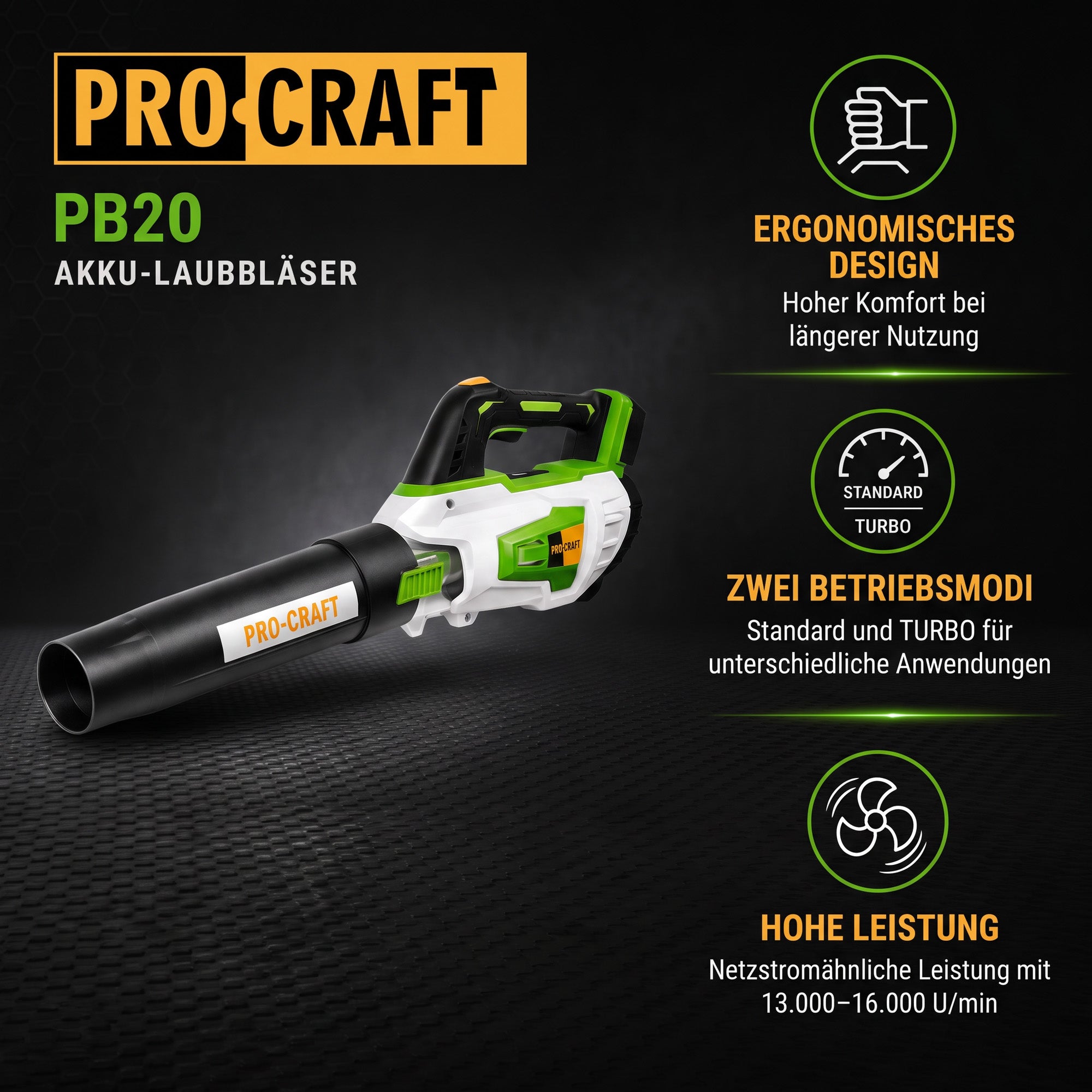 Procraft PB20 Akku Laubblaeser 20 V TURBO Solo ohne Akku ohne Ladegeraet 2 - toolbrothers