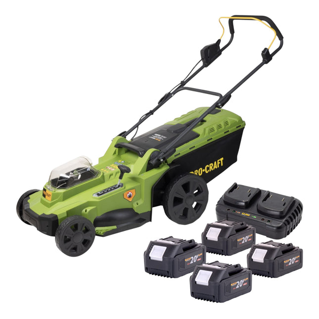 Procraft PLM22bb Akku Rasenmaeher 40 V 2x 20 V 430 mm Brushless 4x Akku 4 0 Ah Ladegeraet 0 - toolbrothers