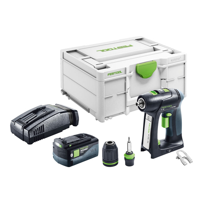 Festool C 18 Basic Akku Bohrschrauber 18 V 45 Nm Brushless 1x Akku 5 0 Ah Schnellladegeraet Systainer 0 - toolbrothers