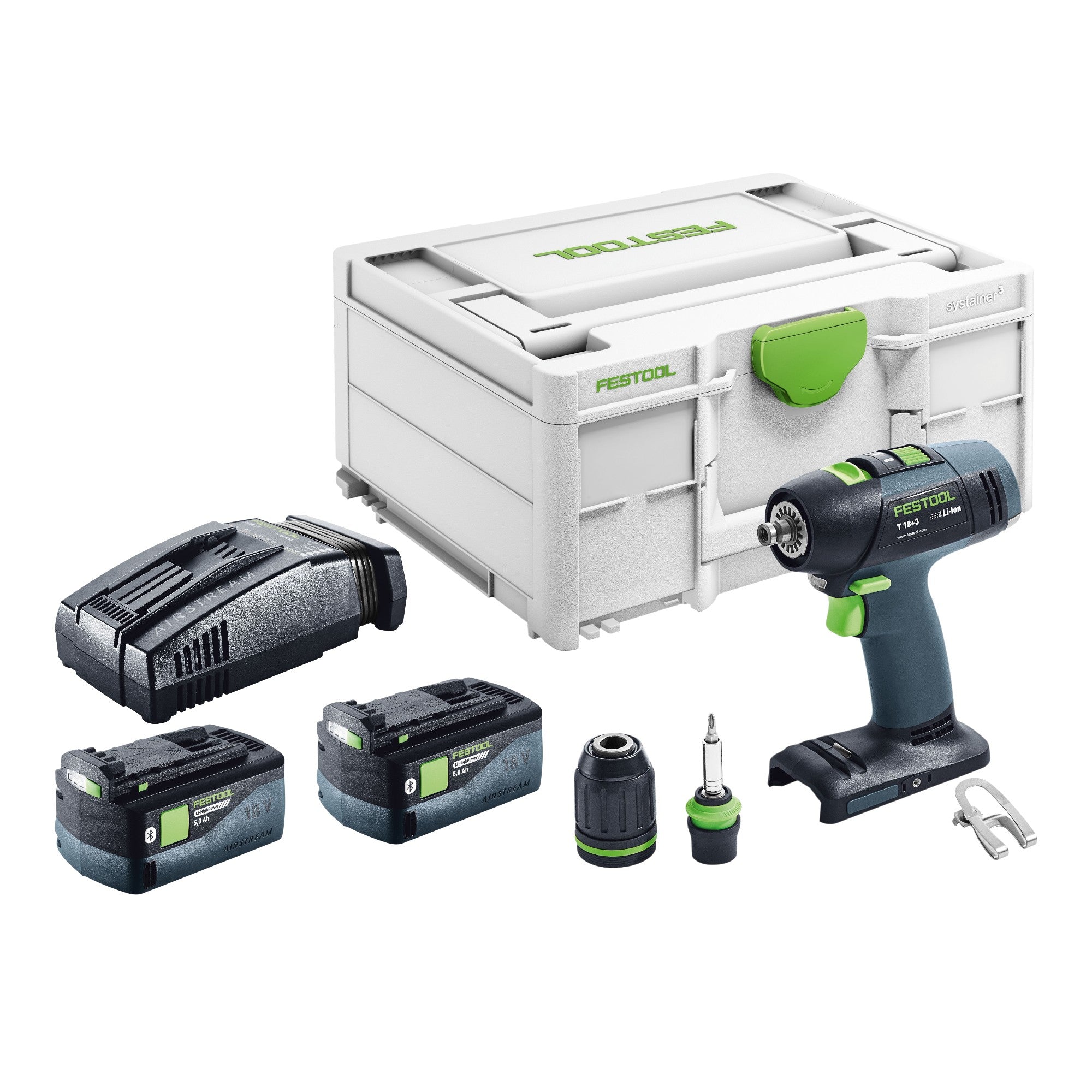 Festool T 18 3 Basic Akku Bohrschrauber 18 V 50 Nm Brushless 2x Akku 5 0 Ah Schnellladegeraet Systainer 0 - toolbrothers