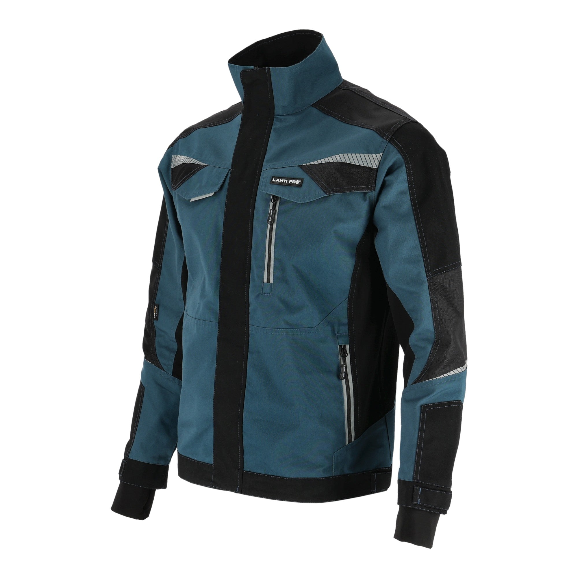LAHTI PRO Arbeitsjacke mit Reflexstreifen Slim Fit Groesse XXXL L4042106 tuerkis schwarz 1 - toolbrothers