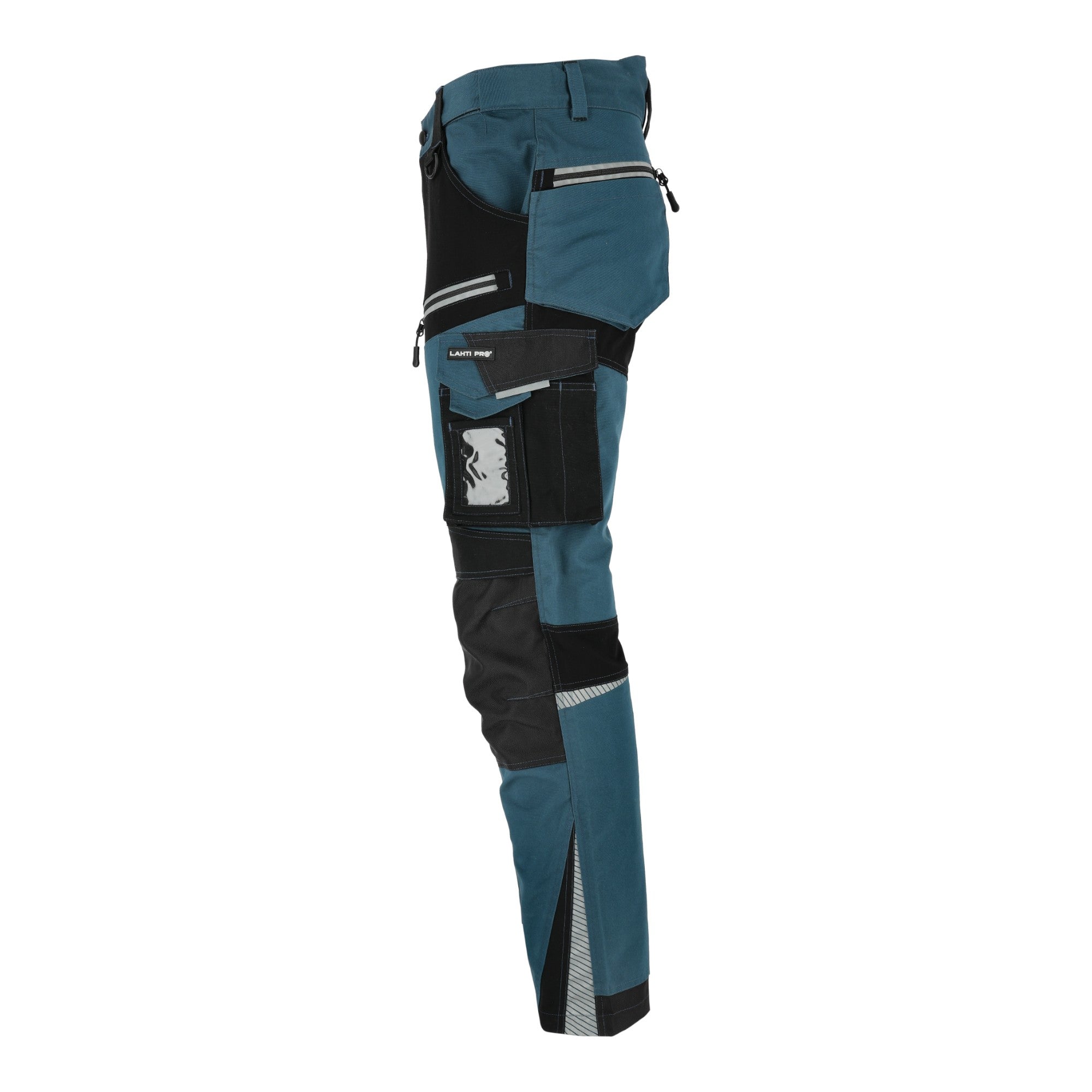 LAHTI PRO Arbeitshose mit Stretch Einsaetzen Slim Fit Groesse L L4054103 tuerkis schwarz 3 - toolbrothers