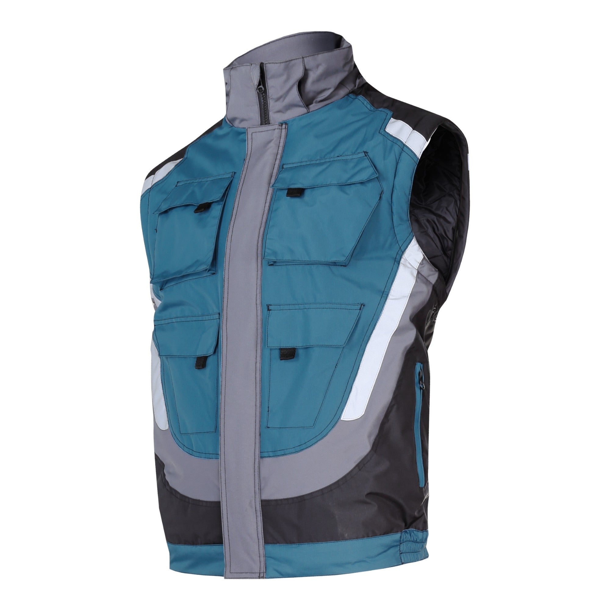 LAHTI PRO Gepolsterte Arbeitsjacke mit Reflexstreifen Groesse M L4092402 schwarz grau tuerkis 1 - toolbrothers