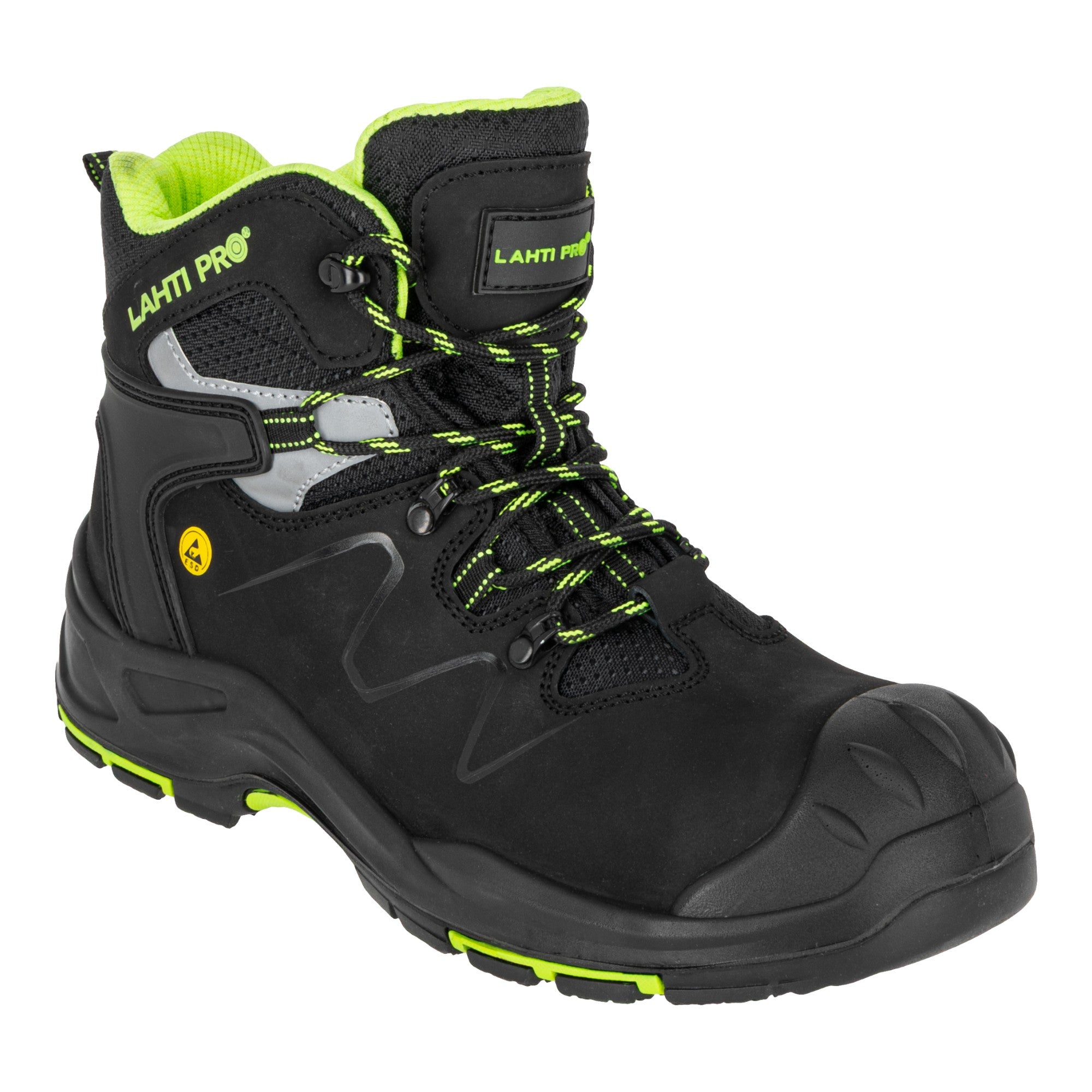 LAHTI PRO Sicherheitsstiefel Nubuk S3 FO HRO SR Groesse 44 L3013044 schwarz gruen 1 - toolbrothers