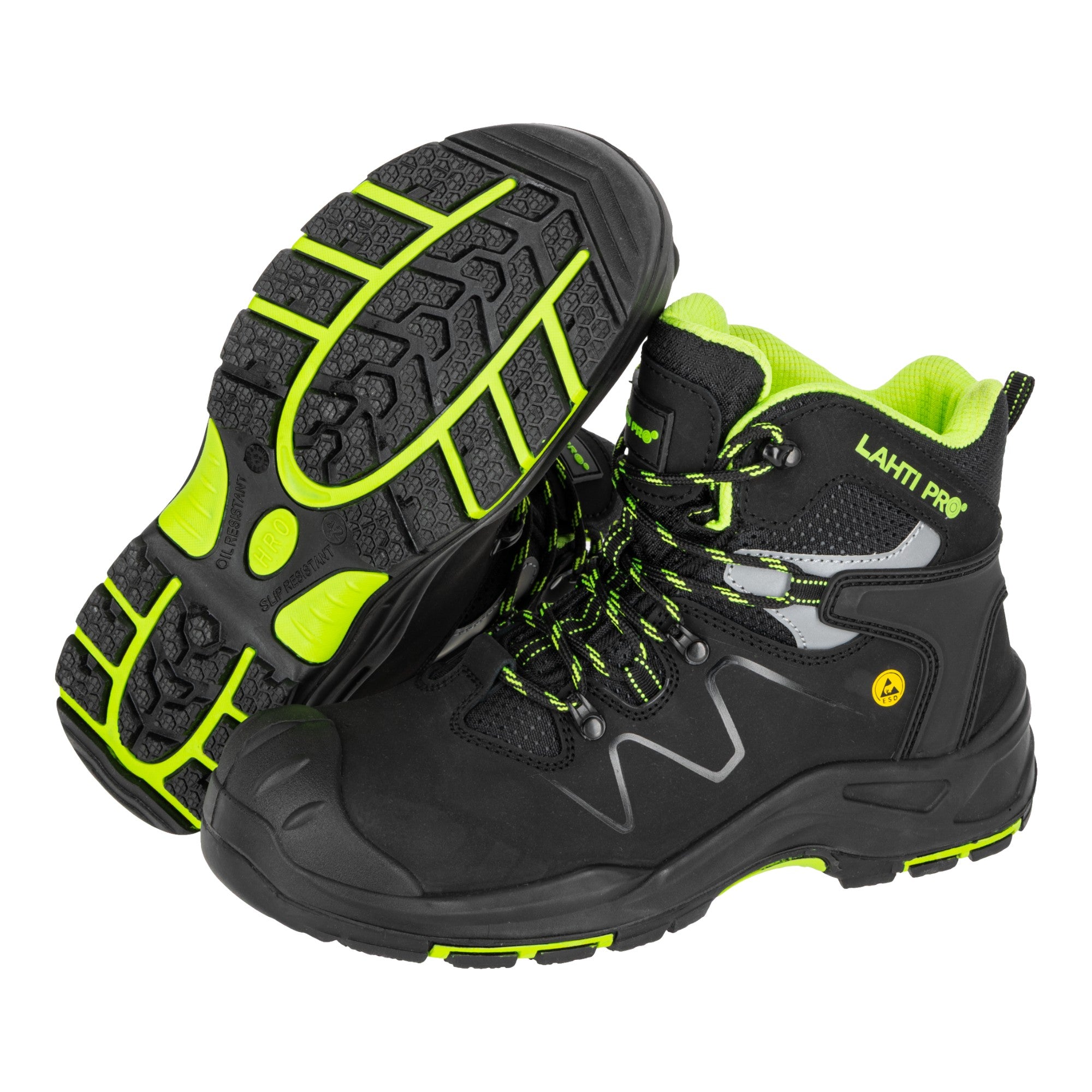 LAHTI PRO Sicherheitsstiefel Nubuk S3 FO HRO SR Groesse 47 L3013047 schwarz gruen 4 - toolbrothers