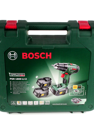 Bosch Heimwerker PSR 1800 Li-2 3X 18 V Akku Bohrschrauber im Transportkoffer + 3 x 1,5 Ah Akku + Ladegerät ( 06039A3102 ) - Toolbrothers