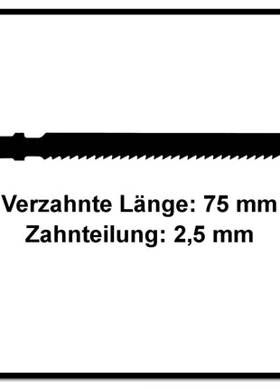 Festool S 75/2,5/50 WOOD Fine Cut Stichsägeblatt 75 mm 50 Stk. ( 2x 204257 ) konisch geschliffen für sauberen Schnitt, HCS Stahl - Toolbrothers