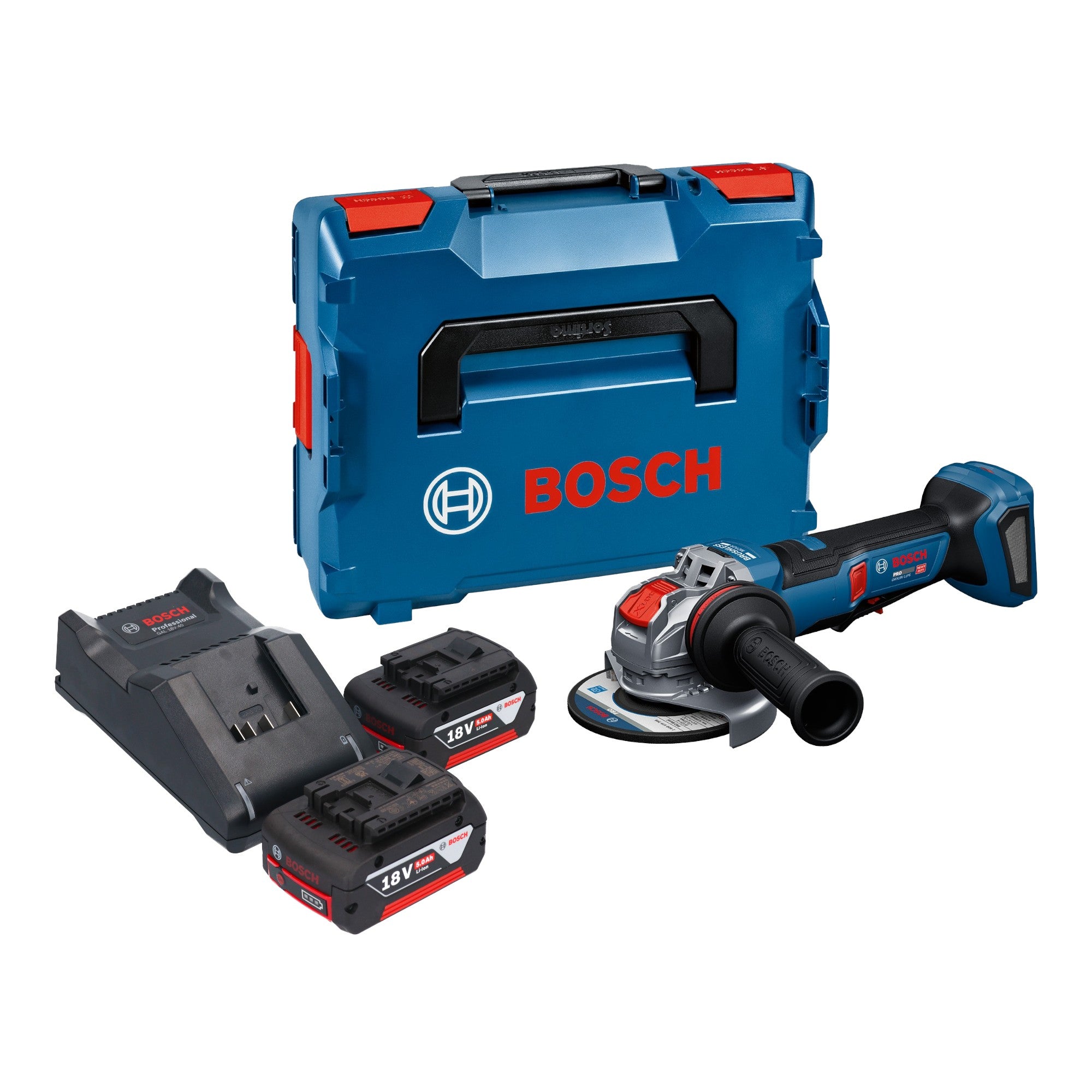 Bosch GWX 18V 11 PS Akku Winkelschleifer 18 V 125 mm 2x Akku 5 0 Ah Ladegeraet L Boxx 0 - toolbrothers