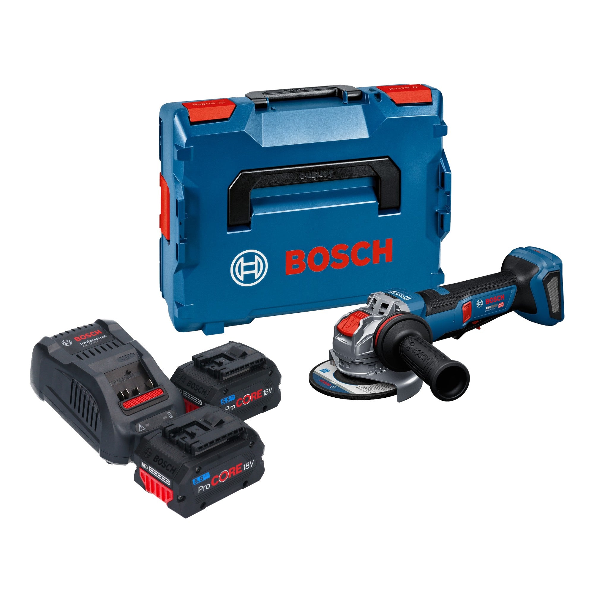 Bosch GWX 18V 11 PS Akku Winkelschleifer 18 V 125 mm 2x ProCORE Akku 5 5 Ah Ladegeraet L Boxx 0 - toolbrothers