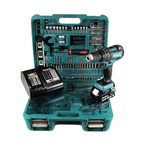 Makita DHP 480 SFTK Akku Schlagbohrschrauber 18 V 54Nm + 3,0 Ah Akku + Ladegerät + 101 tlg. Werkzeugset im Koffer - Toolbrothers