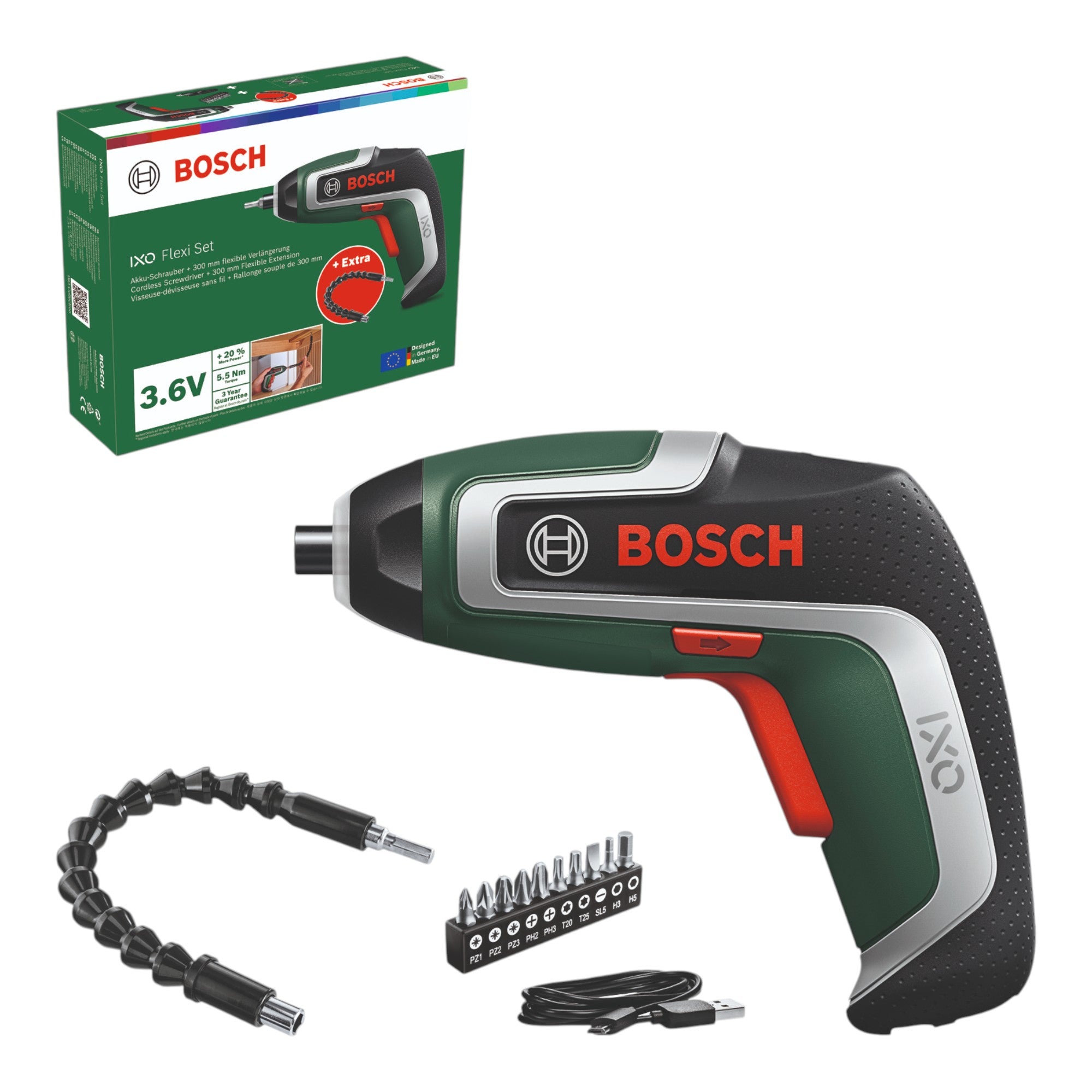 Bosch IXO 7 Flexi Set Akku Schrauber 3 6 V 5 5 Nm mit integriertem Akku 06039E000A  0 - toolbrothers
