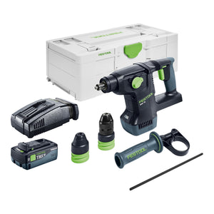 Festool KHC 18 EB-Basic Akku Kombihammer 18 V 2,6 J SDS-Plus Brushless + 1x Akku 8,0 Ah + Schnellladegerät + Systainer