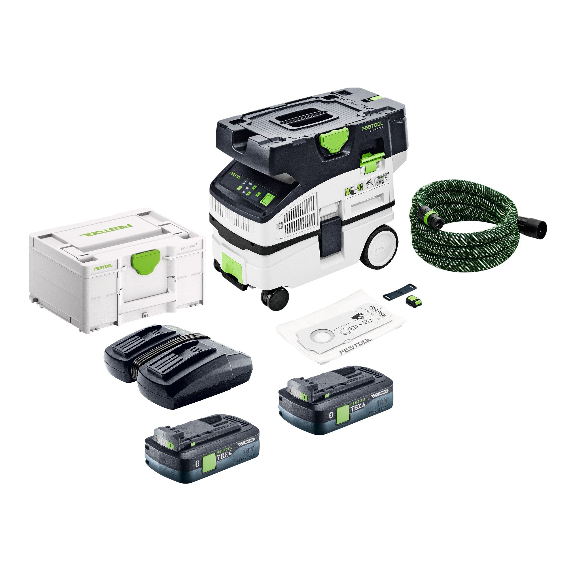 Festool CTLC MINI I Basic Akku Absaugmobil 36 V 2x 18 V Staubklasse L 2x Akku 4 0 Ah Doppelladegeraet Systainer 0 - toolbrothers