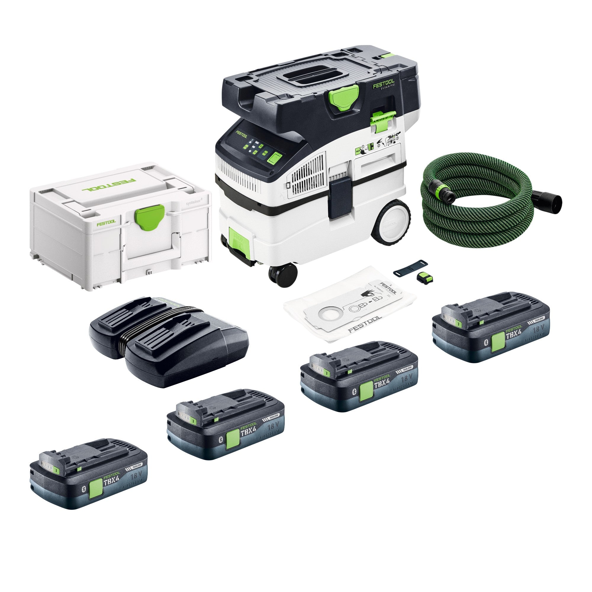 Festool CTLC MIDI I Basic Akku Absaugmobil 36 V 2x 18 V Staubklasse L 4x Akku 4 0 Ah Doppelladegeraet Systainer 0 - toolbrothers