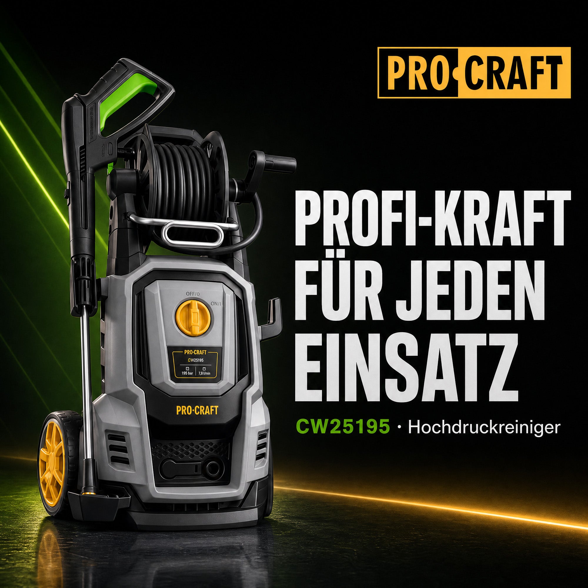 Procraft CW2 5 195 Kaltwasser Hochdruckreiniger 2500 Watt 195 bar 7 8 l min Zubehoer Max Wassertemperatur 40 C 1 - toolbrothers