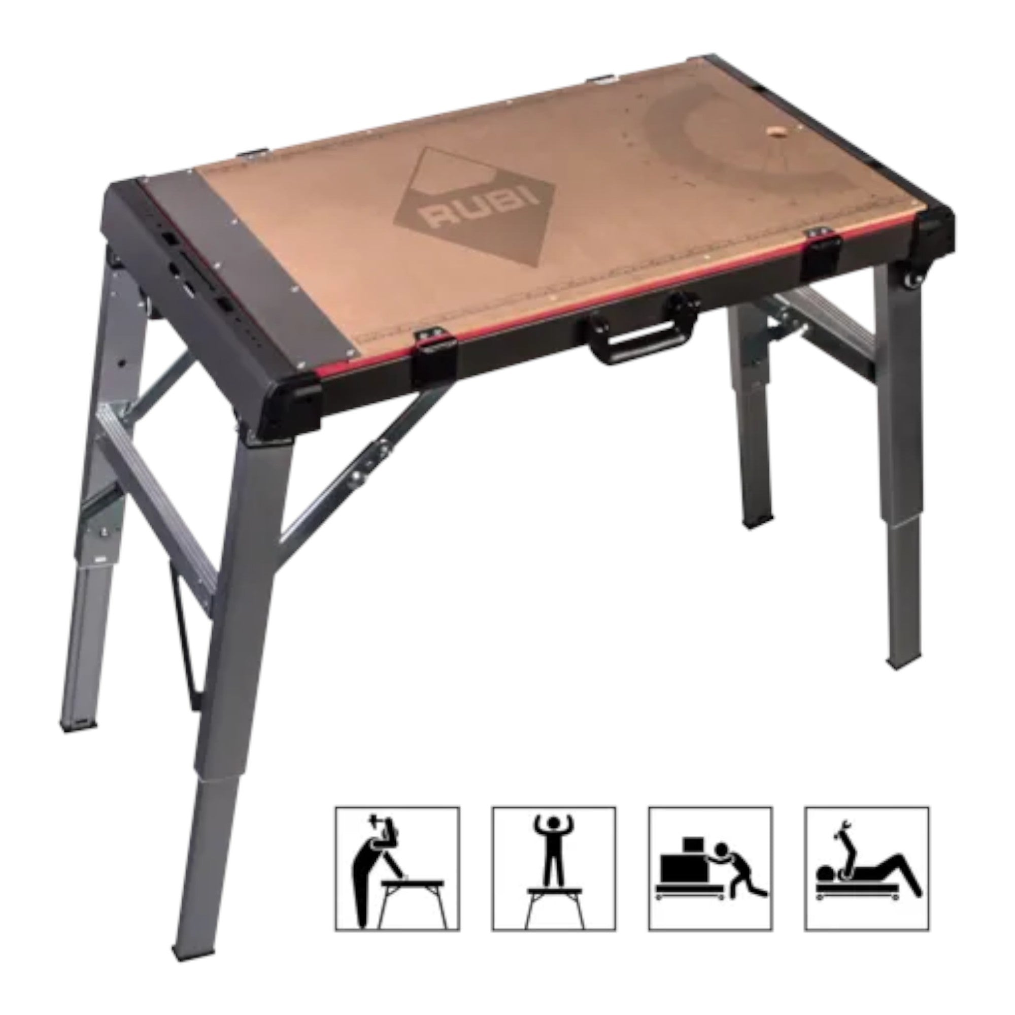 Rubi Klappbarer Arbeitstisch 4 in 1 Werkbank Geruest Transportroller Trage 66924  3 - toolbrothers