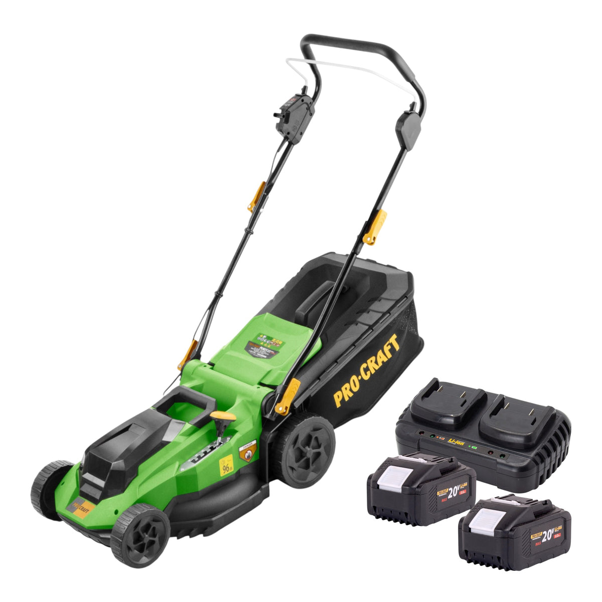 Tosaerba a batteria Procraft PLM21bb 40 V (2x 20 V) 380 mm brushless + 2 batterie da 8,0 Ah + caricabatterie