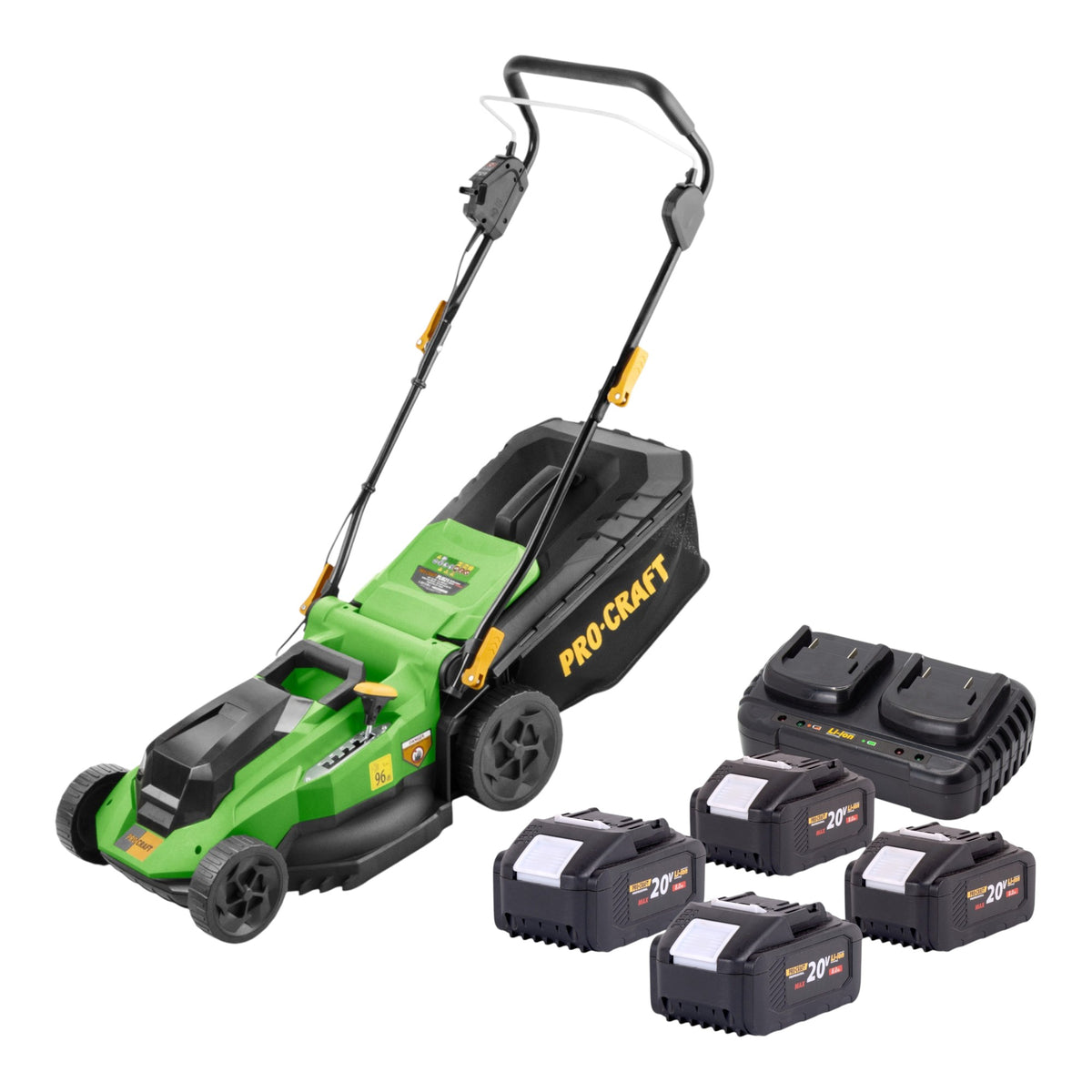 Tondeuse à gazon sans fil Procraft PLM21bb 40 V (2 x 20 V) 380 mm sans balais + 4 batteries 8,0 Ah + chargeur