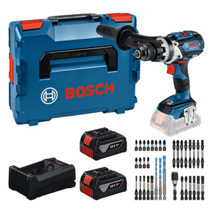 Bosch GSB 18V-110 C Professional Akku Schlagbohrschrauber 18 V 110 Nm ( 0615A500E0 ) Brushless + 2x Akku 5,0 Ah + Ladegerät + 35 tlg. Bit Set + L-Boxx