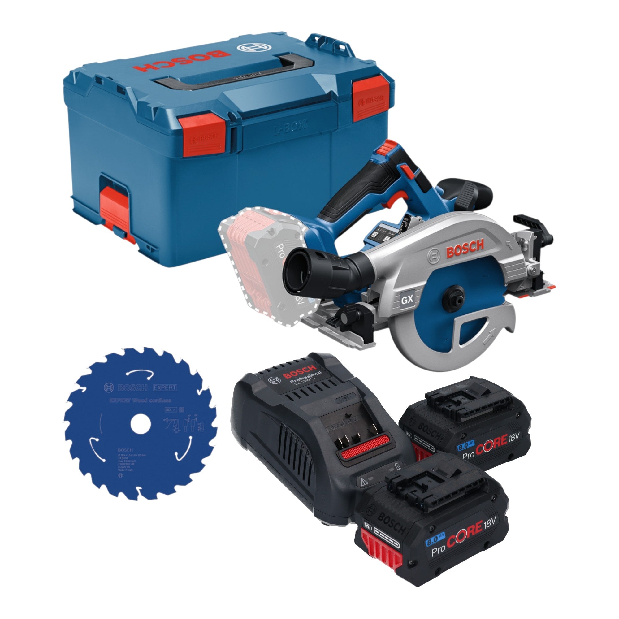 Bosch GKS 18V 57 2 GX Professional Akku Kreissaege 18 V 165 mm Brushless 2x ProCORE Akku 8 0 Ah Ladegeraet L Boxx 0 - toolbrothers