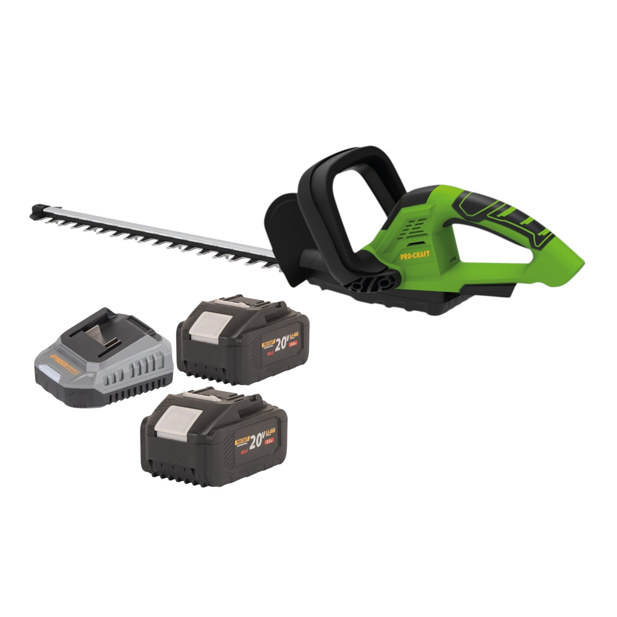 Procraft PZA24bb Akku Heckenschere 20 V 510 mm Brushless + 2x Akku 8,0 Ah + Ladegerät