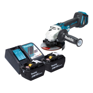 Makita DGA 511 Z Akku Winkelschleifer 18 V 125 mm Brushless + 2x Akku 9,0 Ah + Ladegerät