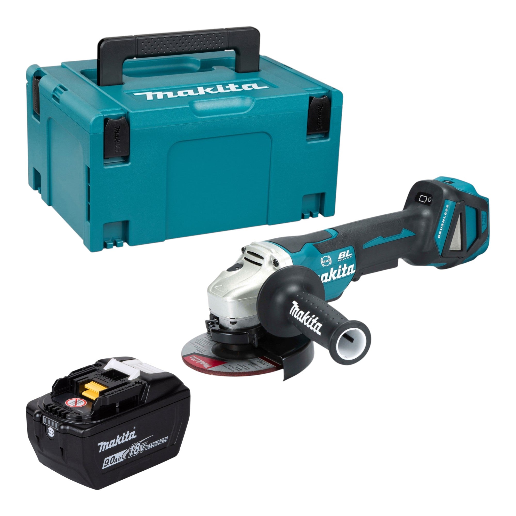 Makita DGA 517 Z Akku Winkelschleifer 18 V 125 mm Brushless 1x Akku 9 0 Ah Makpac ohne Ladegeraet 0 - toolbrothers