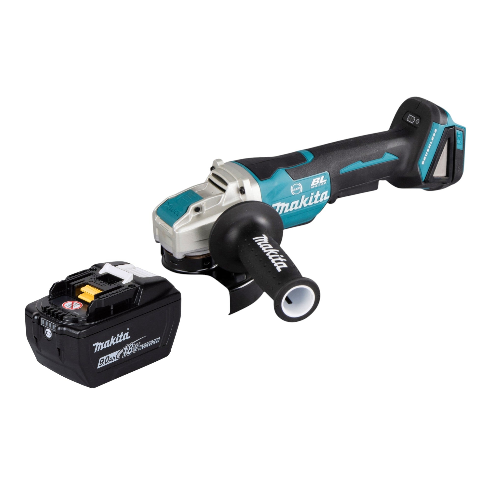 Makita DGA 520 ZX1 Akku Winkelschleifer 18 V 125 mm X LOCK Brushless 1x Akku 9 0 Ah ohne Ladegeraet 0 - toolbrothers