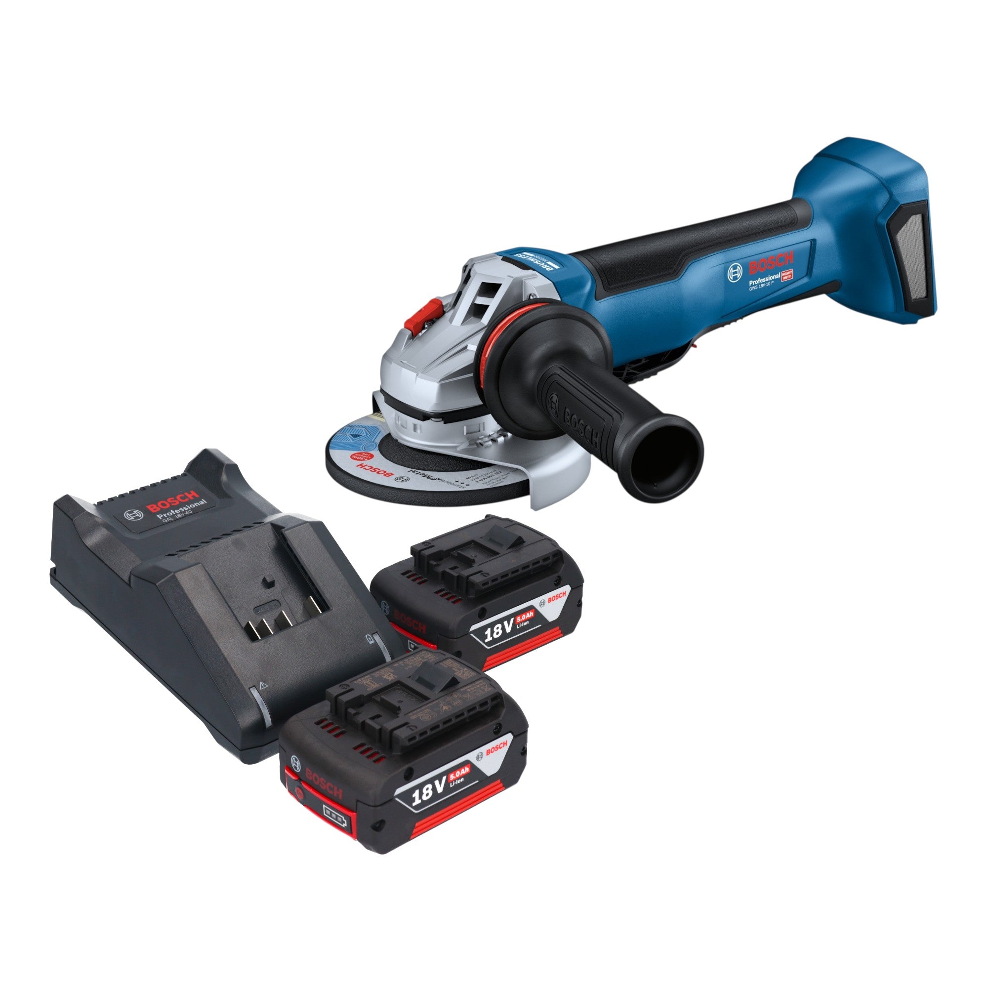 Bosch GWS 18V 10 P Professional Akku Winkelschleifer 18 V 125 mm Brushless 2x Akku 5 0 Ah Ladegeraet 0 - toolbrothers