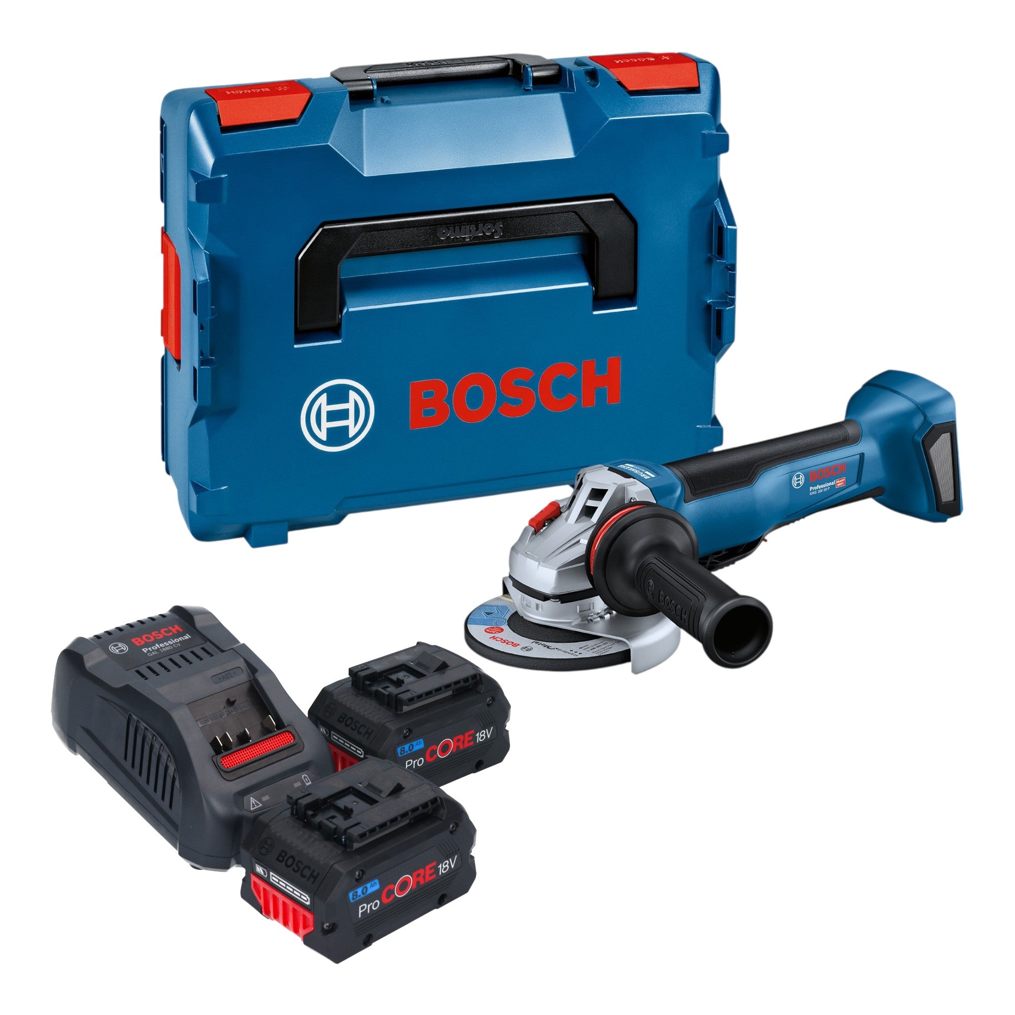 Bosch GWS 18V 10 P Professional Akku Winkelschleifer 18 V 125 mm Brushless 2x ProCORE Akku 8 0 Ah Ladegeraet L Boxx 0 - toolbrothers