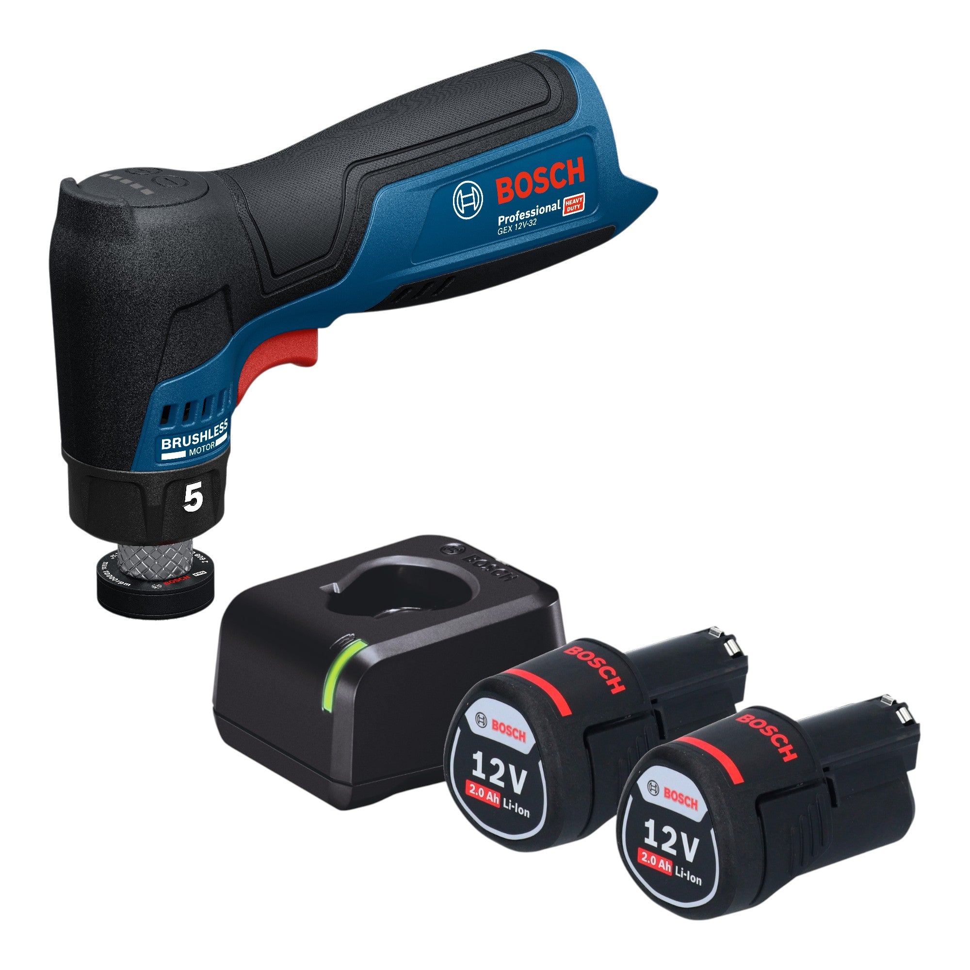 Bosch GEX 12V 32 Akku Exzenterschleifer 12 V 32 mm Brushless 2x Akku 2 0 Ah Ladegeraet 0 - toolbrothers